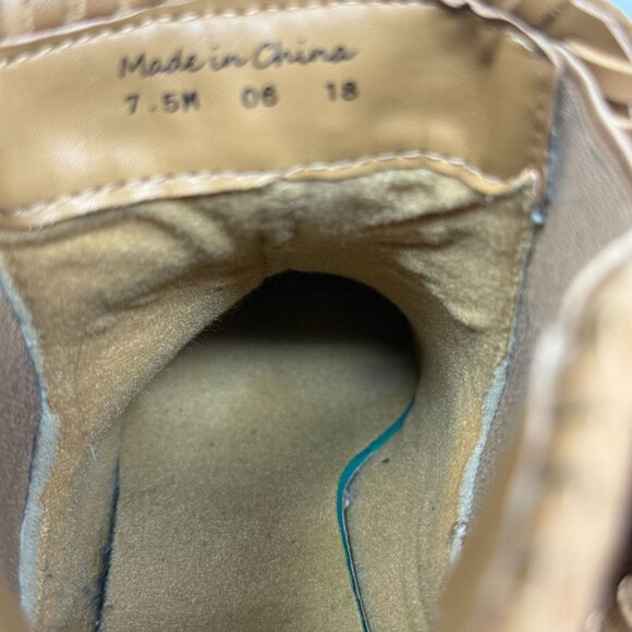 Jack Rogers Boots Womens Size 7.5 Poppy Tan Suede Ankle Booties Block Heel Trim - Picture 7 of 10